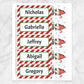 Printable Personalized Holiday Candy Cane Gnome Bookmarks (5 per page) at Printable Planning.