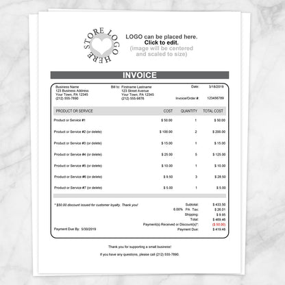 Invoice with Logo and Auto-Calculating Totals - Printable, at Printable Planning