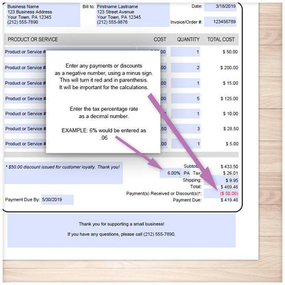 Invoice with Logo and Auto-Calculating Totals - Printable, at Printable Planning
