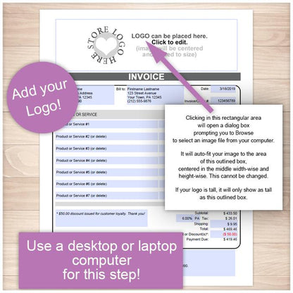 Invoice with Logo and Auto-Calculating Totals - Printable, at Printable Planning