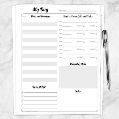 Printable Elderly Independent Living Daily Page for Memory at Printable Planning