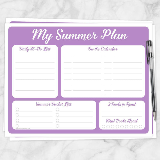 Printable My Summer Plan, Purple Planner Page at Printable Planning