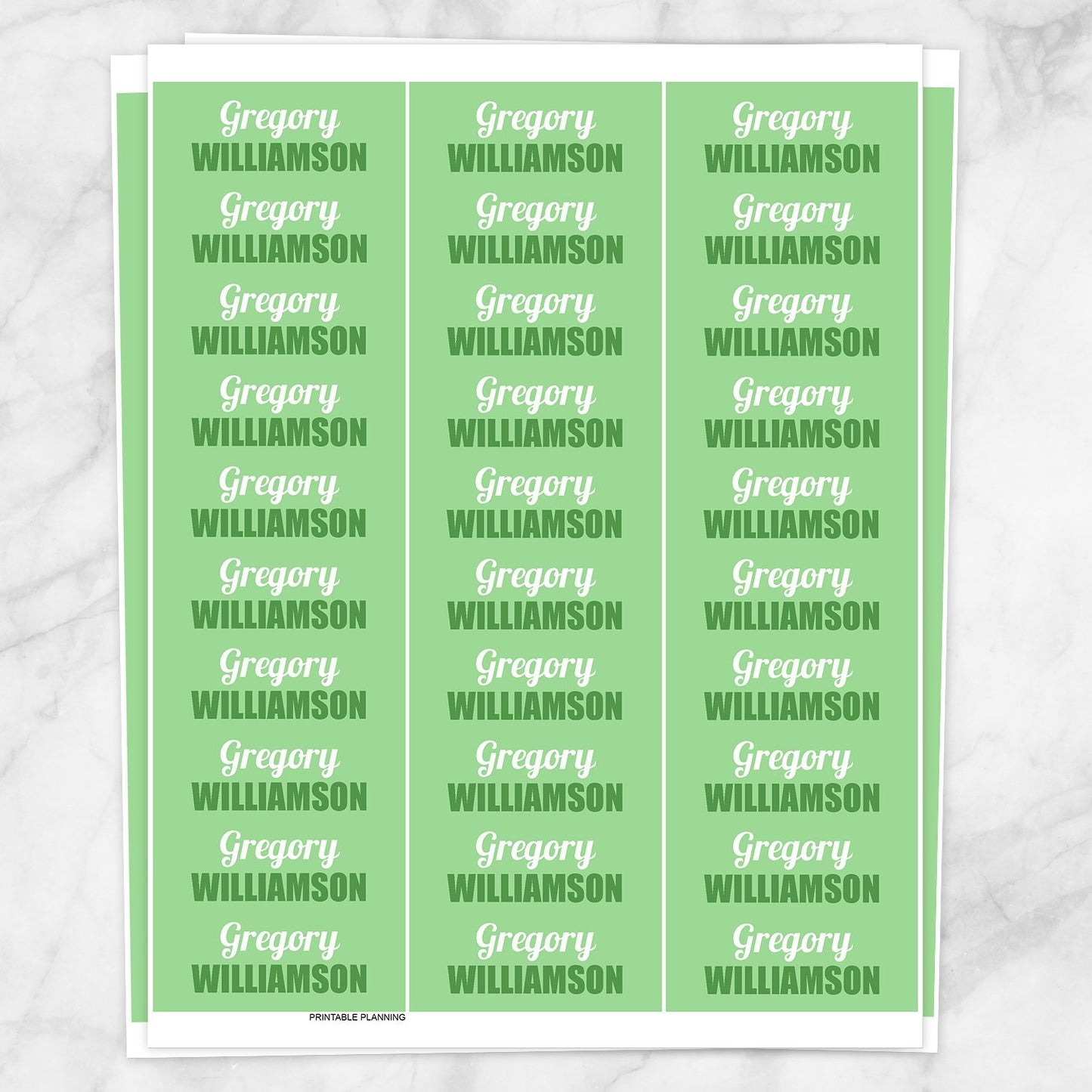 Printable Green Name Labels for School Supplies at Printable Planning