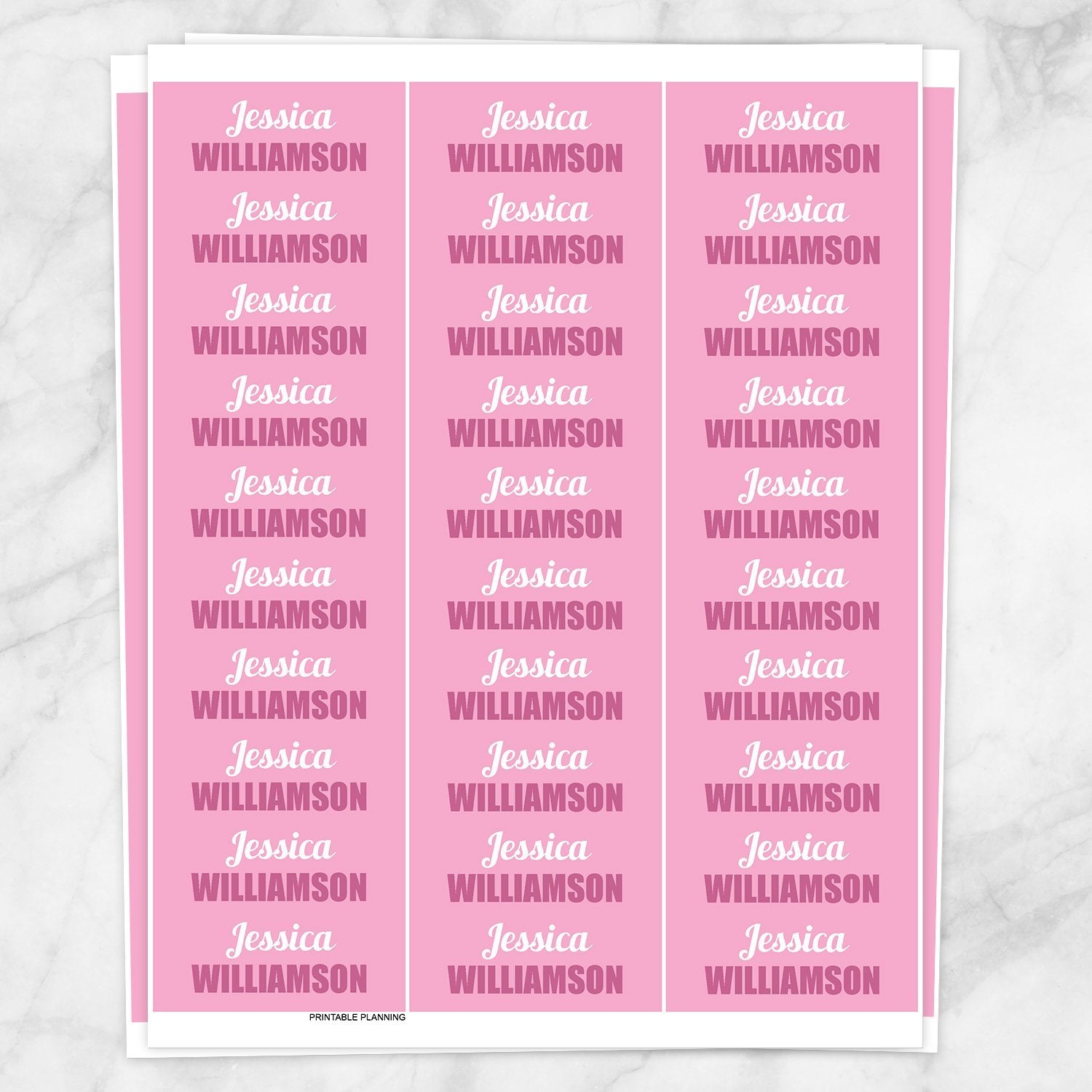 Printable Pink Name Labels for School Supplies at Printable Planning