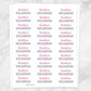 Printable Name Labels Pink and Gray for School Supplies at Printable Planning. 30 per page.