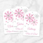 Printable Snowflake Personalized Gift Tags in Pink at Printable Planning
