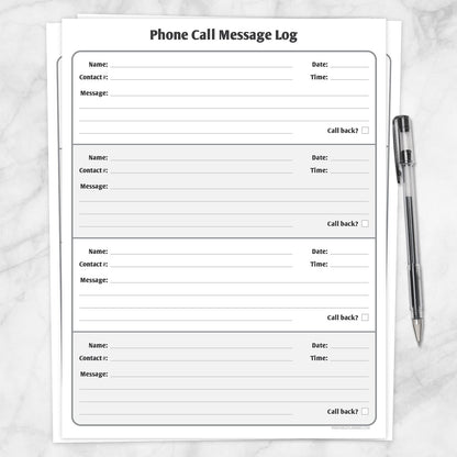 Printable Phone Call Message Log at Printable Planning