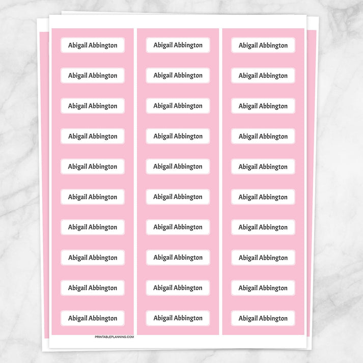 Pink Border Name Labels for School Supplies - Printable – Printable ...