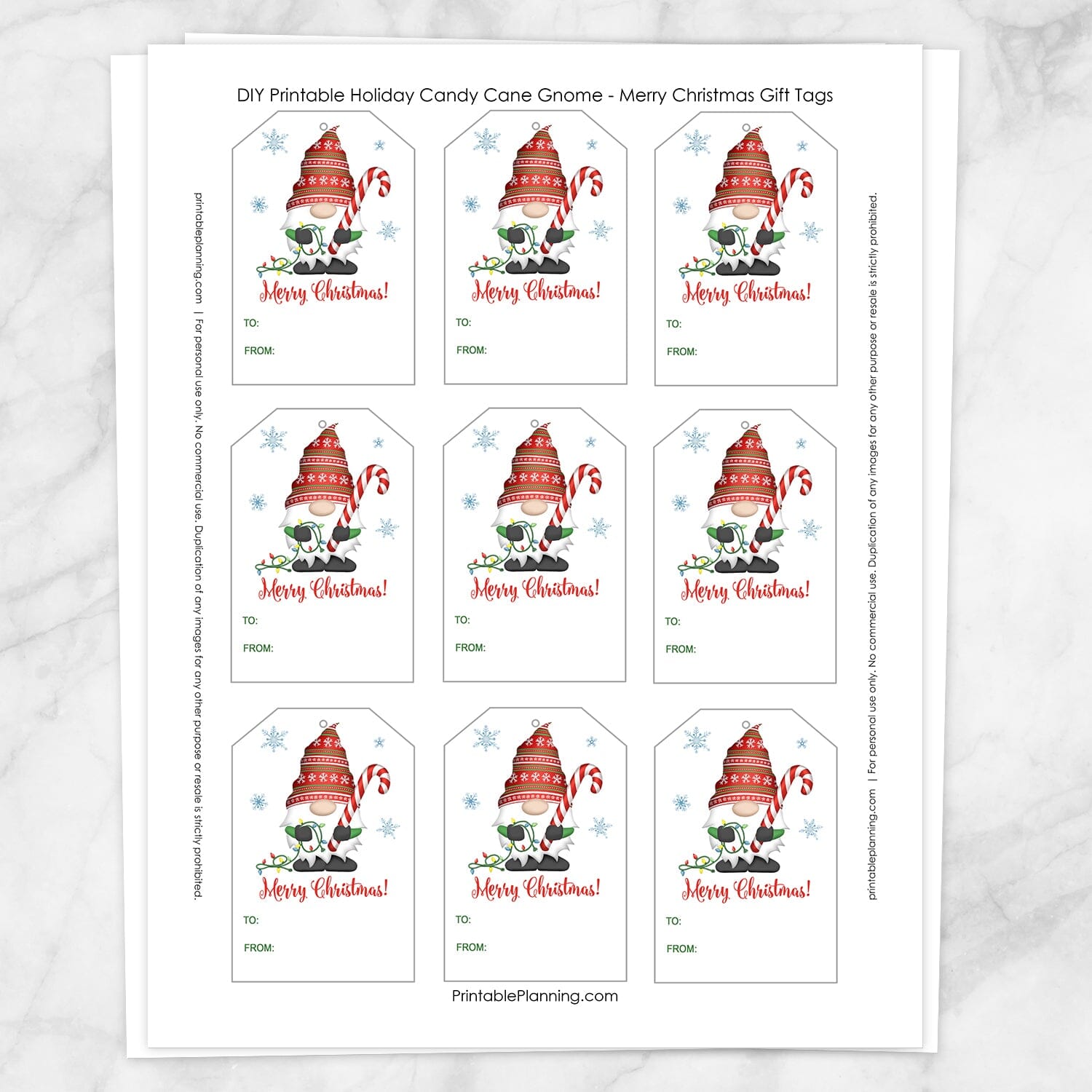 Christmas Candy Cane Gift Cards, Printable PDF - My Party Design