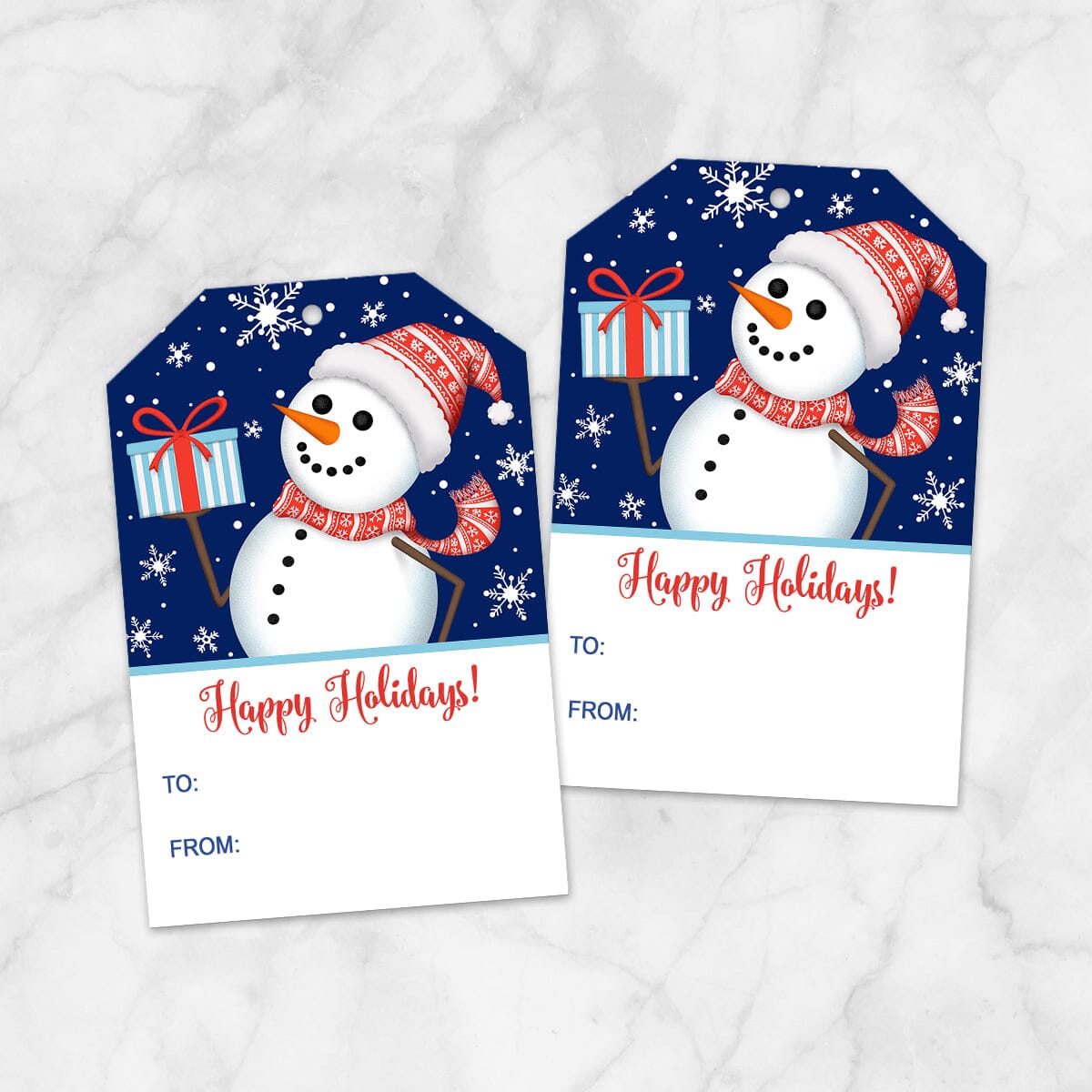 Printable Winter Snowman Happy Holidays Gift Tags from Printable Planning.