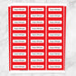 Printable Red Border Name Labels for School Supplies at Printable Planning. Sheet of 30 labels.