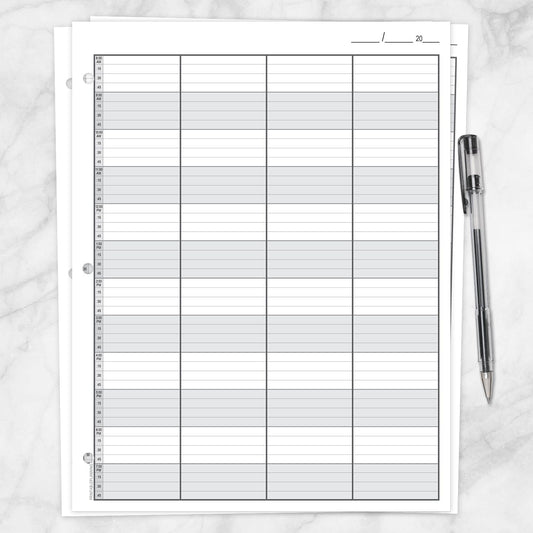 Printable Schedule Sheet in 15 Minute Increments, front and back, at Printable Planning