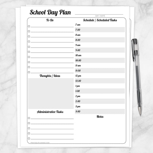 Printable School Day Plan - Teacher Daily Planning Page at Printable Planning