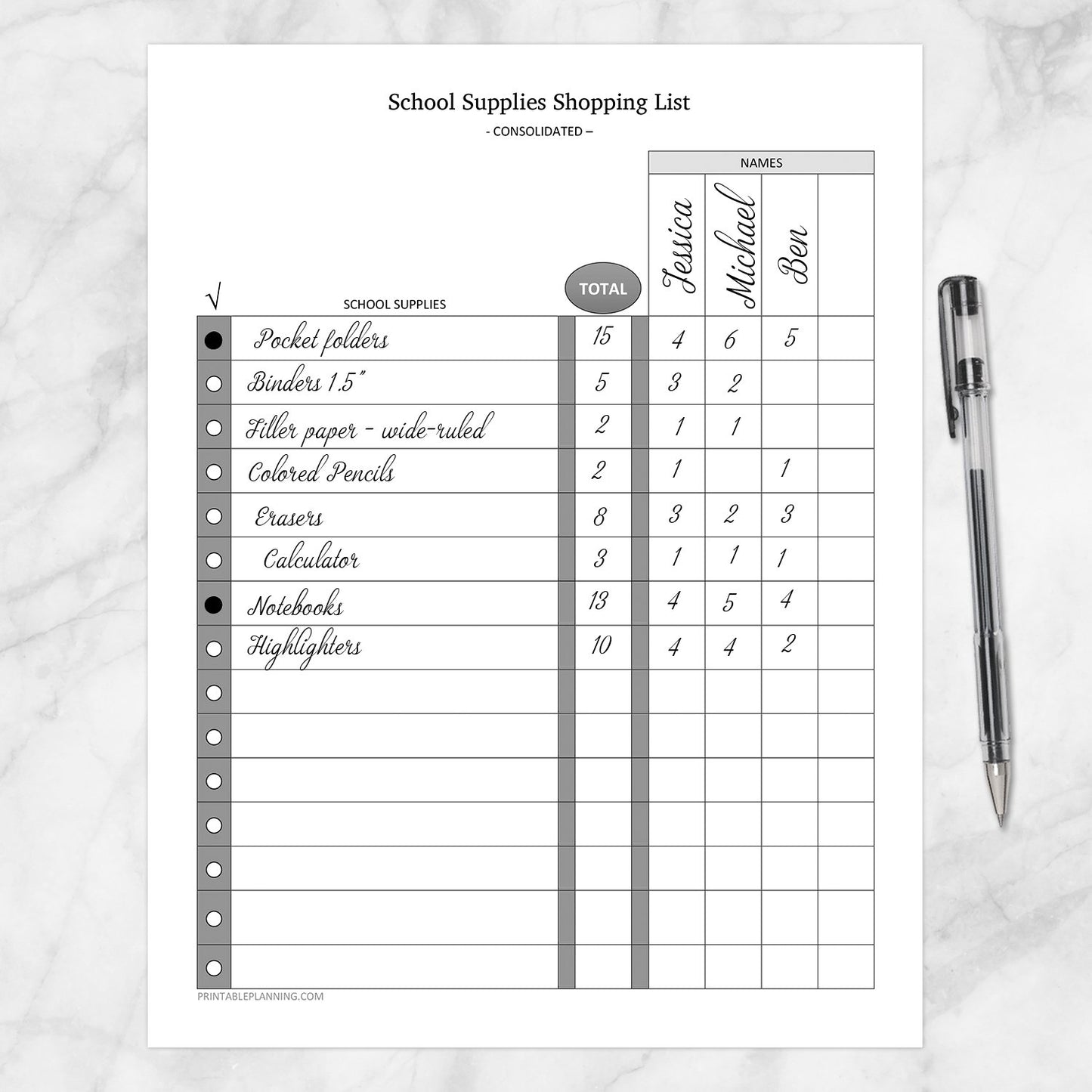 Printable School Supplies Shopping List, Consolidated, at Printable Planning