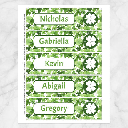 Printable Personalized Shamrocks 4-Leaf Clover Bookmarks at Printable Planning. 