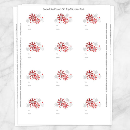 Printable Red Snowflake Gift Tag Stickers at Printable Planning