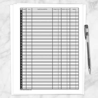 Printable Financial Transaction Register - Full Page at Printable Planning