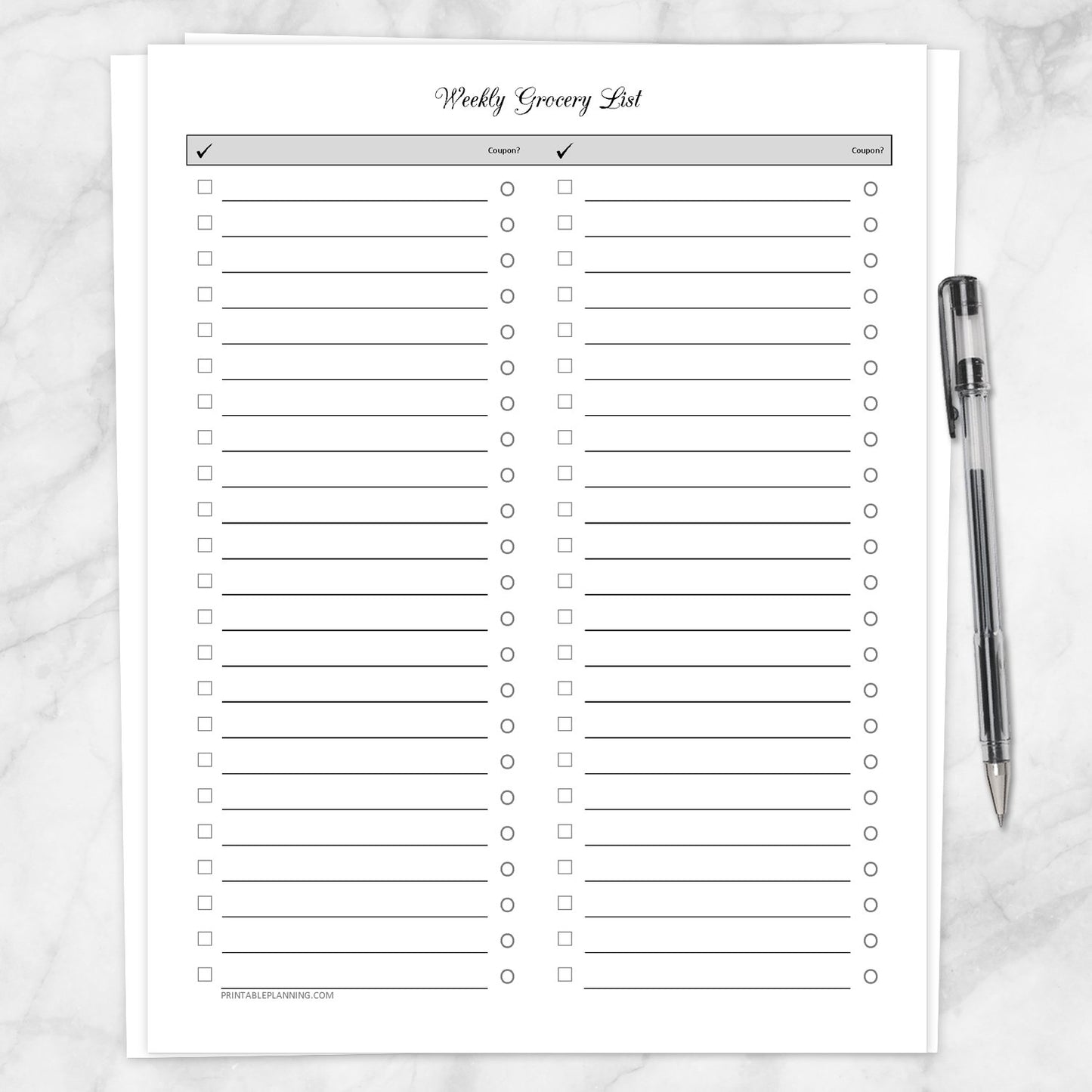 Printable Weekly Grocery List - Clean and Simple Full Page at Printable Planning.