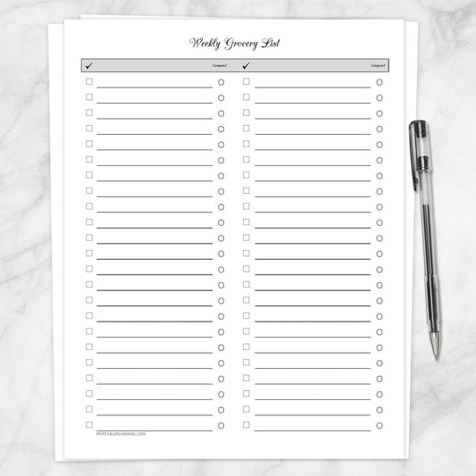 Printable Weekly Grocery List - Clean and Simple Full Page at Printable Planning.